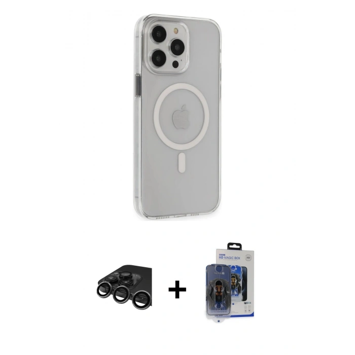 MARSİLYAN™- iPhone 15 Pro Max Kılıf Kıvılcım Asil Özel Seri - Siyah Vanessa Magic Cam + Raze Metal Kamera Lens - TMGI
