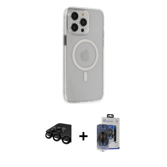 MARSİLYAN™- iPhone 15 Pro Max Kılıf Kıvılcım Asil Özel Seri - Siyah Vanessa Magic Cam + Raze Metal Kamera Lens - SH