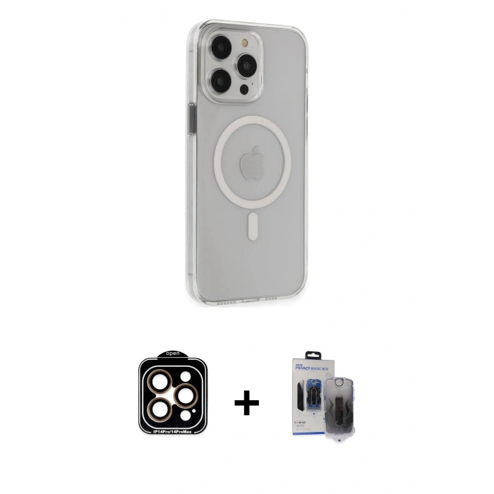MARSİLYAN™- iPhone 15 Pro Max Kılıf Kıvılcım Asil Özel Seri - Siyah Vanessa Magic Hayalet Cam + PVD Metal Kamera Lens - TU