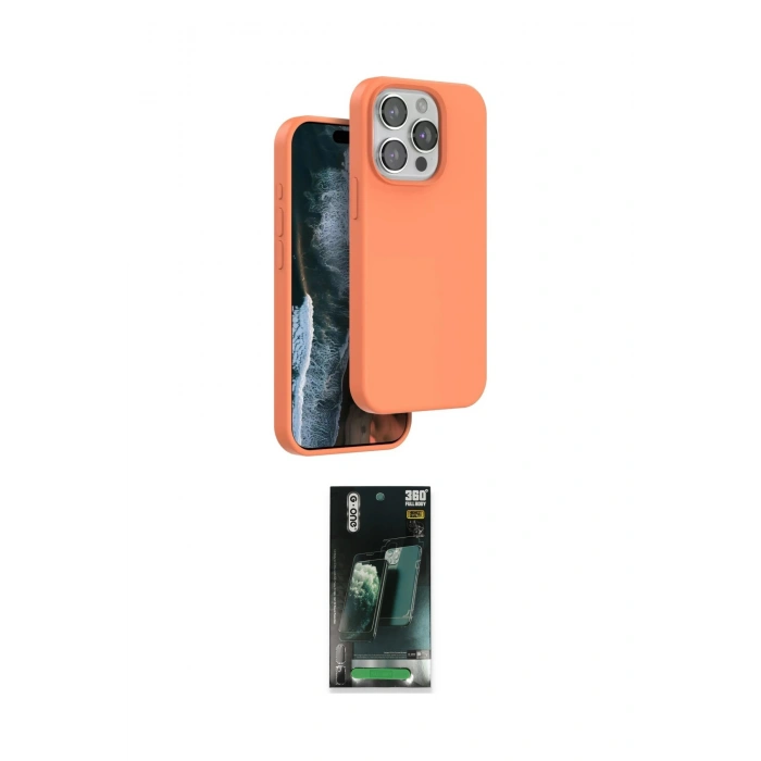 MARSİLYAN™- iPhone 15 Pro Max Kılıf Kıvılcım Çizgi Serisi - Siyah 360 Mat Full Body Arka Koruyucu