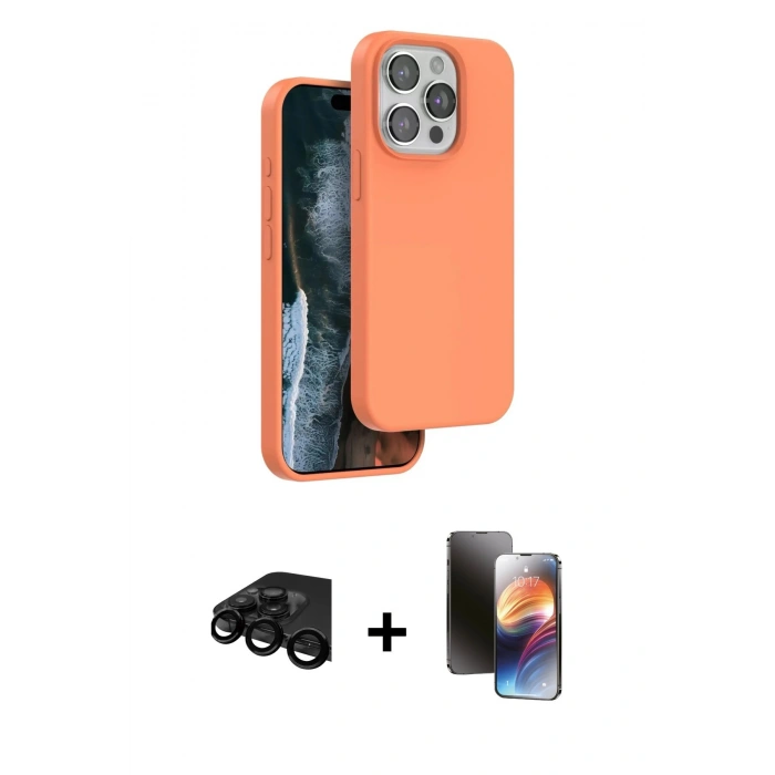 MARSİLYAN™- iPhone 15 Pro Max Kılıf Kıvılcım Çizgi Serisi - Siyah 3D Antistatik Mat Seramik Nano Ekran Koruyucu + Raze Metal Kamera Lens - SH