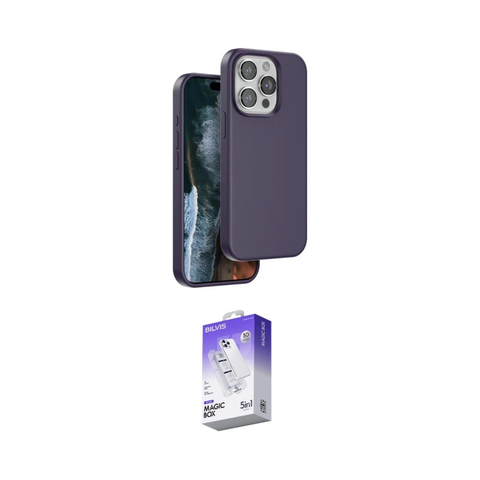 MARSİLYAN™- iPhone 15 Pro Max Kılıf Kıvılcım Çizgi Serisi - Siyah Bilvis 5in1 3D Magic Cam Ekran Koruyucu