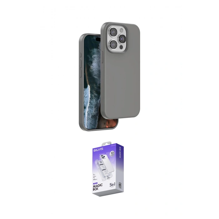 MARSİLYAN™- iPhone 15 Pro Max Kılıf Kıvılcım Çizgi Serisi - Siyah Bilvis 5in1 3D Magic Cam Ekran Koruyucu
