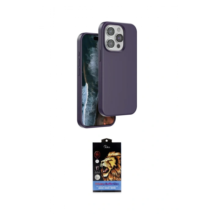 MARSİLYAN™- iPhone 15 Pro Max Kılıf Kıvılcım Çizgi Serisi - Siyah Buffer Hayalet Cam Ekran Koruyucu
