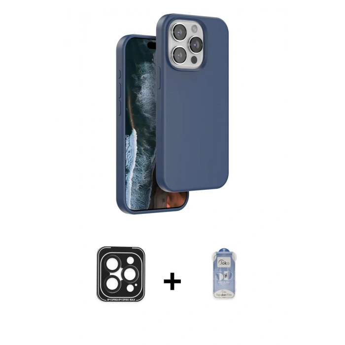 MARSİLYAN™- iPhone 15 Pro Max Kılıf Kıvılcım Çizgi Serisi - Siyah Joko Magic 5D Cam + PVD Metal Kamera Lens - SH