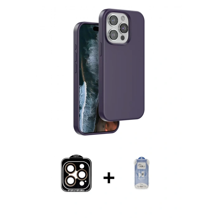 MARSİLYAN™- iPhone 15 Pro Max Kılıf Kıvılcım Çizgi Serisi - Siyah Joko Magic 5D Cam + PVD Metal Kamera Lens - TU