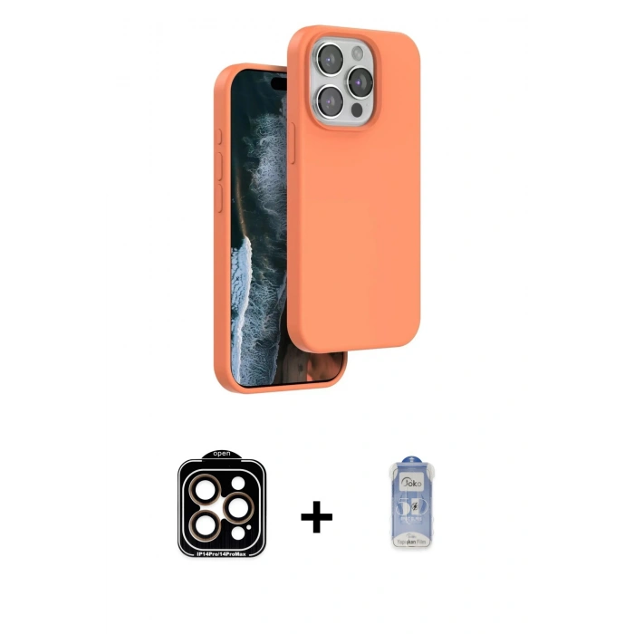 MARSİLYAN™- iPhone 15 Pro Max Kılıf Kıvılcım Çizgi Serisi - Siyah Joko Magic 5D Cam + PVD Metal Kamera Lens - TU