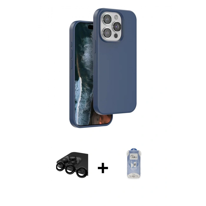 MARSİLYAN™- iPhone 15 Pro Max Kılıf Kıvılcım Çizgi Serisi - Siyah Joko Magic 5D Cam + Raze Metal Kamera Lens - SH