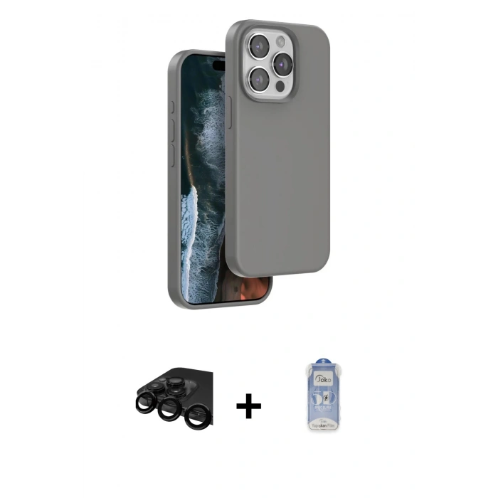 MARSİLYAN™- iPhone 15 Pro Max Kılıf Kıvılcım Çizgi Serisi - Siyah Joko Magic 5D Cam + Raze Metal Kamera Lens - SH