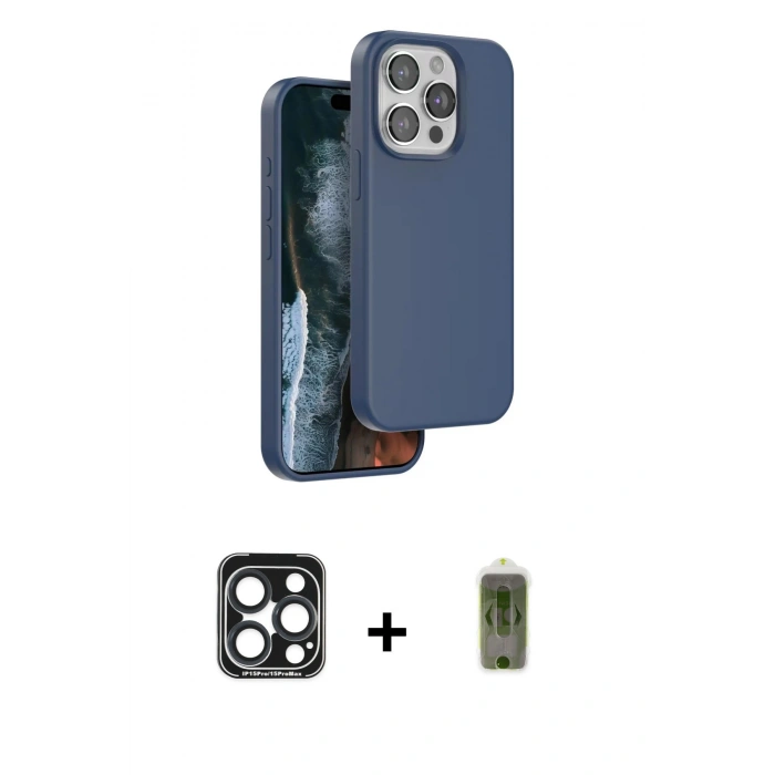 MARSİLYAN™- iPhone 15 Pro Max Kılıf Kıvılcım Çizgi Serisi - Siyah Joko Magic 5D Hayalet Cam + PVD Metal Kamera Lens - LT