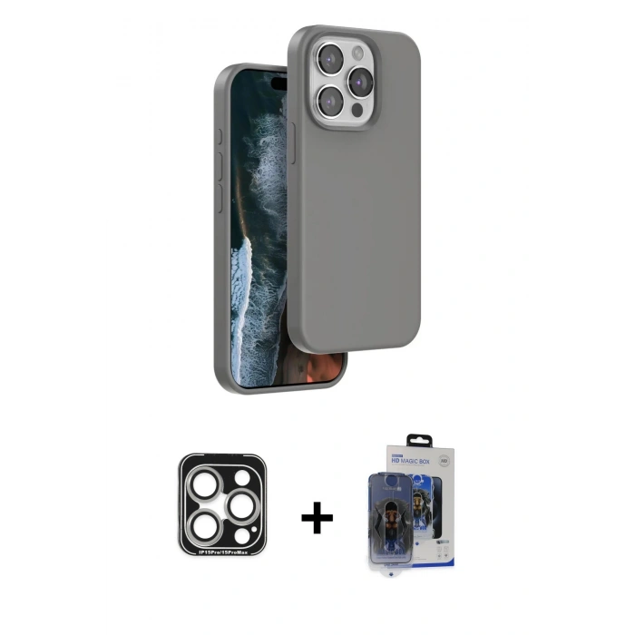 MARSİLYAN™- iPhone 15 Pro Max Kılıf Kıvılcım Çizgi Serisi - Siyah Vanessa Magic Cam + PVD Metal Kamera Lens - GS