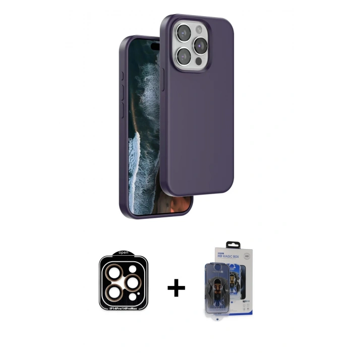 MARSİLYAN™- iPhone 15 Pro Max Kılıf Kıvılcım Çizgi Serisi - Siyah Vanessa Magic Cam + PVD Metal Kamera Lens - TU