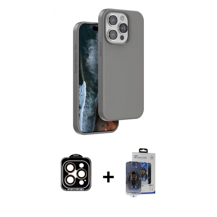 MARSİLYAN™- iPhone 15 Pro Max Kılıf Kıvılcım Çizgi Serisi - Siyah Vanessa Magic Cam + PVD Metal Kamera Lens - TU