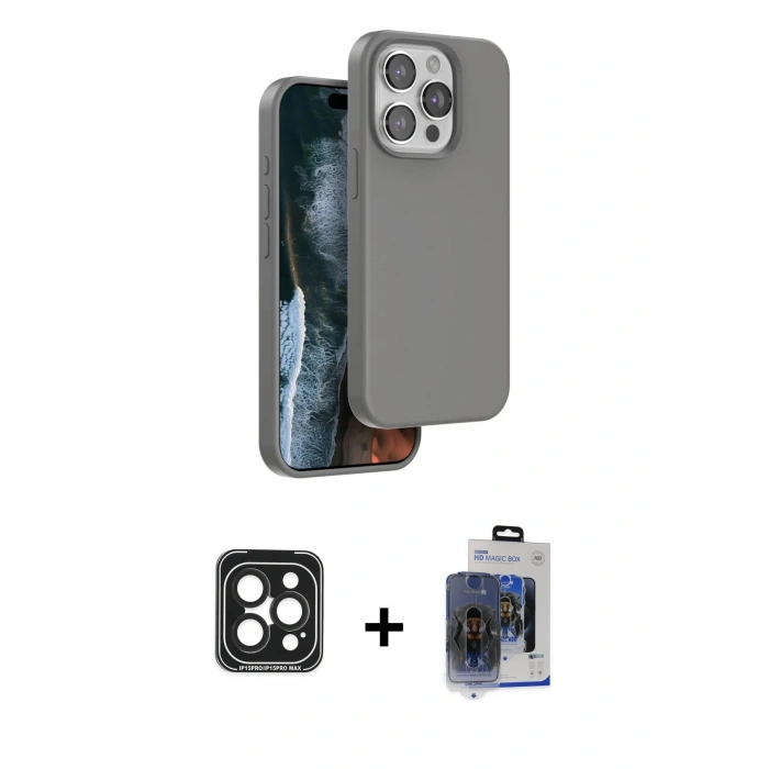 MARSİLYAN™- iPhone 15 Pro Max Kılıf Kıvılcım Çizgi Serisi - Siyah Vanessa Magic Cam + PVD Metal Kamera Lens - SH