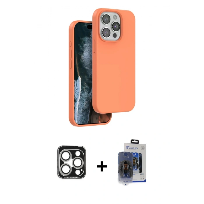 MARSİLYAN™- iPhone 15 Pro Max Kılıf Kıvılcım Çizgi Serisi - Siyah Vanessa Magic Cam + PVD Metal Kamera Lens - GS