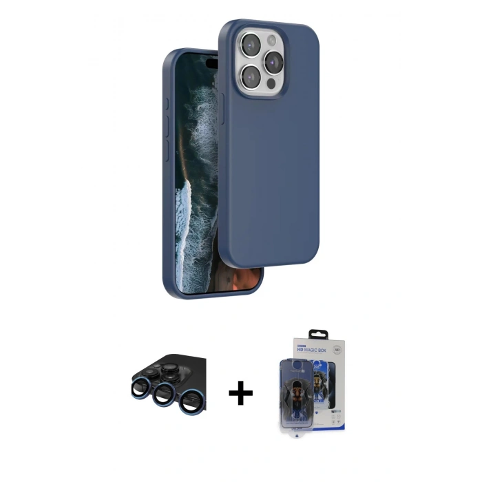 MARSİLYAN™- iPhone 15 Pro Max Kılıf Kıvılcım Çizgi Serisi - Siyah Vanessa Magic Cam + Raze Metal Kamera Lens - LT