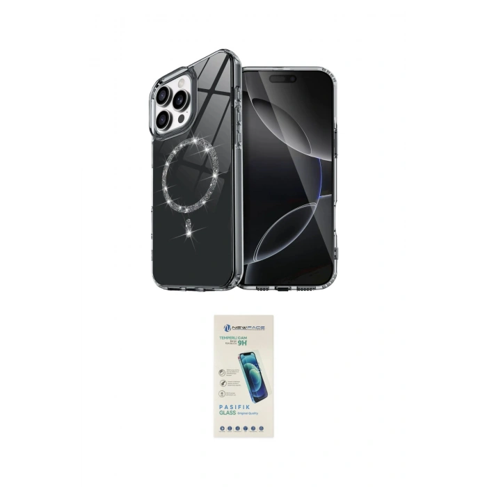 MARSİLYAN™- iPhone 15 Pro Max Kılıf Kıvılcım Form Prime - Şeffaf Pasifik Cam Ekran Koruyucu