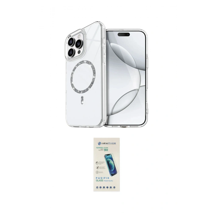 MARSİLYAN™- iPhone 15 Pro Max Kılıf Kıvılcım Form Prime - Şeffaf Pasifik Cam Ekran Koruyucu