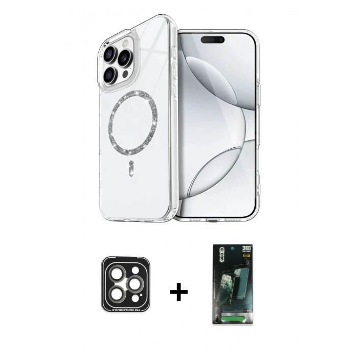 MARSİLYAN™- iPhone 15 Pro Max Kılıf Kıvılcım Form Prime - Siyah 360 Mat Full Body Arka Koruyucu + PVD Metal Kamera Lens - GI