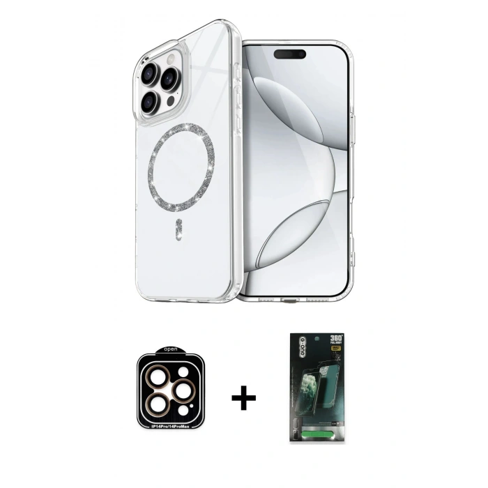 MARSİLYAN™- iPhone 15 Pro Max Kılıf Kıvılcım Form Prime - Siyah 360 Mat Full Body Arka Koruyucu + PVD Metal Kamera Lens - TU