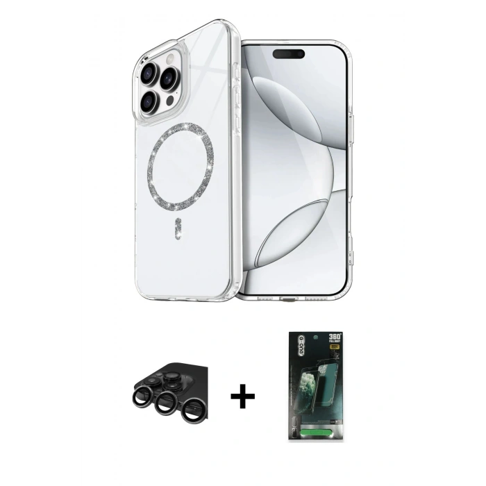MARSİLYAN™- iPhone 15 Pro Max Kılıf Kıvılcım Form Prime - Siyah 360 Mat Full Body Arka Koruyucu + Raze Metal Kamera Lens - TMGI