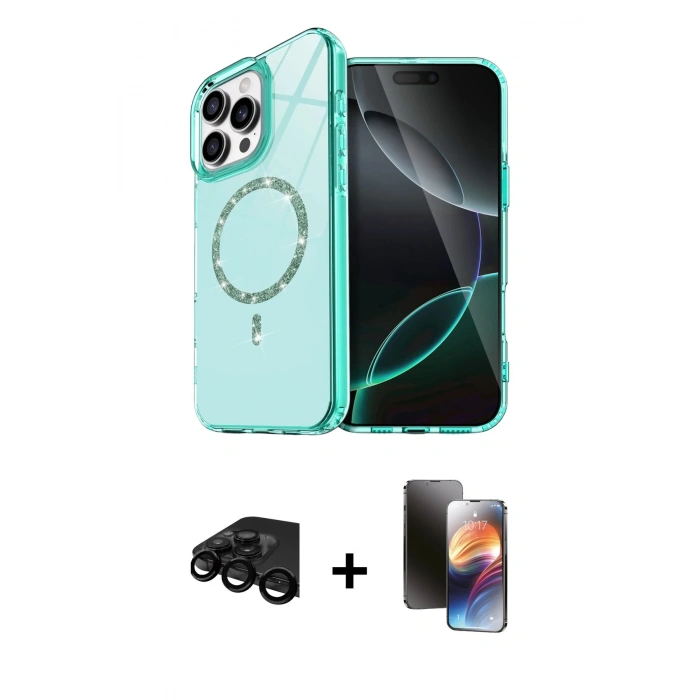 MARSİLYAN™- iPhone 15 Pro Max Kılıf Kıvılcım Form Prime - Siyah 3D Antistatik Mat Seramik Nano Ekran Koruyucu + Raze Metal Kamera Lens - SH