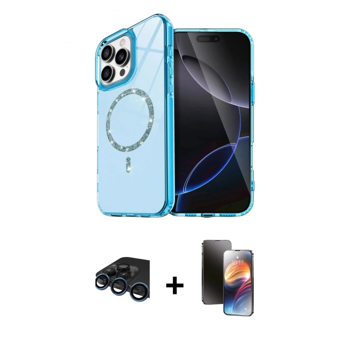 MARSİLYAN™- iPhone 15 Pro Max Kılıf Kıvılcım Form Prime - Siyah 3D Antistatik Mat Seramik Nano Ekran Koruyucu + Raze Metal Kamera Lens - LT