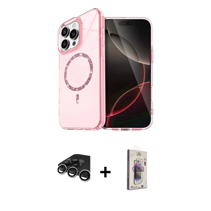 MARSİLYAN™- iPhone 15 Pro Max Kılıf Kıvılcım Form Prime - Siyah Bilvis 3D Cam Ekran Koruyucu + Raze Metal Kamera Lens - GS