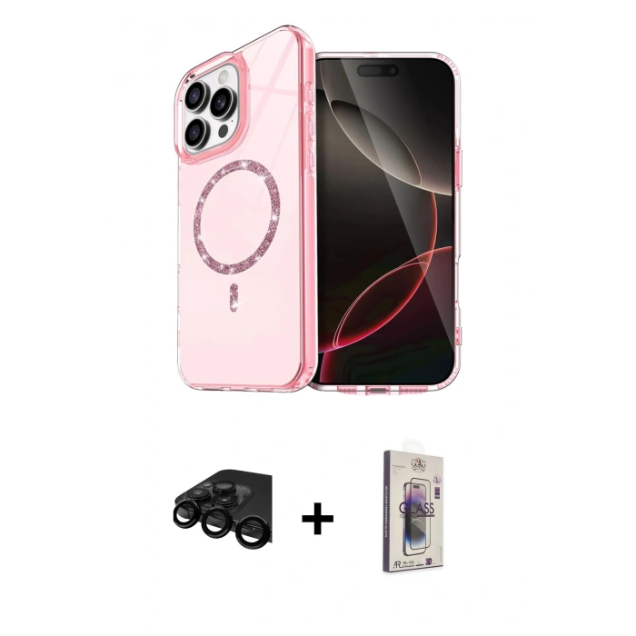 MARSİLYAN™- iPhone 15 Pro Max Kılıf Kıvılcım Form Prime - Siyah Bilvis 3D Cam Ekran Koruyucu + Raze Metal Kamera Lens - SH