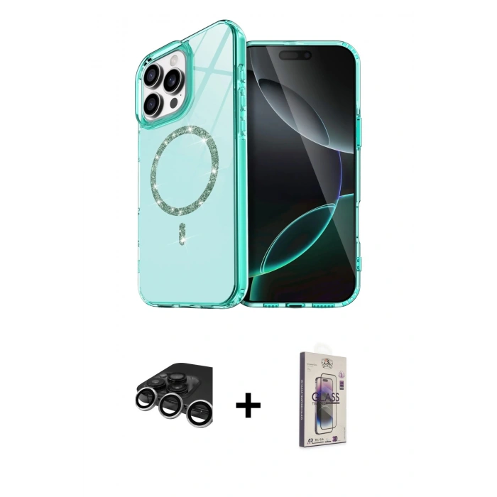 MARSİLYAN™- iPhone 15 Pro Max Kılıf Kıvılcım Form Prime - Siyah Bilvis 3D Cam Ekran Koruyucu + Raze Metal Kamera Lens - GS