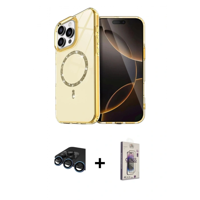 MARSİLYAN™- iPhone 15 Pro Max Kılıf Kıvılcım Form Prime - Siyah Bilvis 3D Cam Ekran Koruyucu + Raze Metal Kamera Lens - LT