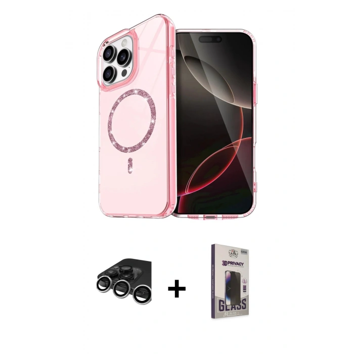 MARSİLYAN™- iPhone 15 Pro Max Kılıf Kıvılcım Form Prime - Siyah Bilvis Hayalet Cam Ekran Koruyucu + Raze Metal Kamera Lens - GS