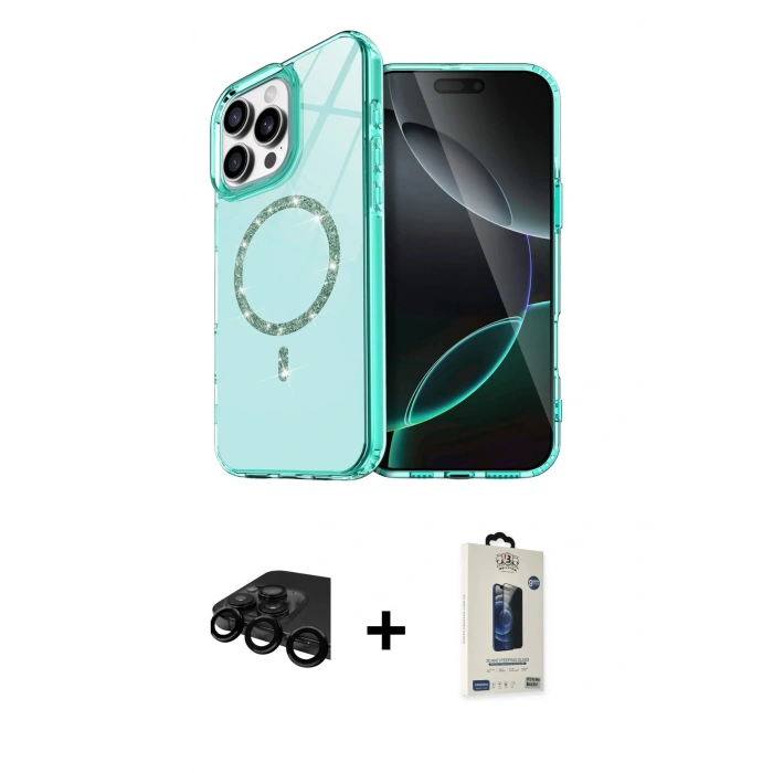 MARSİLYAN™- iPhone 15 Pro Max Kılıf Kıvılcım Form Prime - Siyah Bilvis Hayalet Cam Ekran Koruyucu + Raze Metal Kamera Lens - SH
