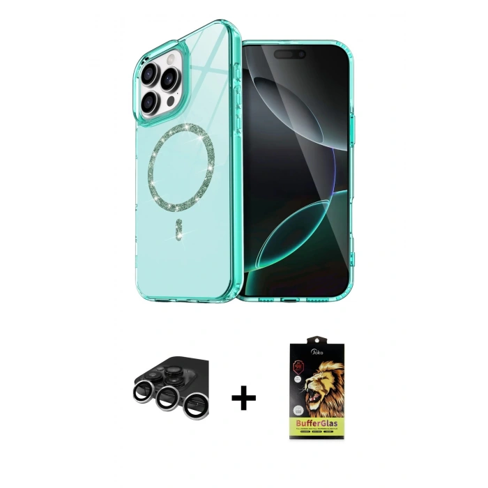MARSİLYAN™- iPhone 15 Pro Max Kılıf Kıvılcım Form Prime - Siyah Buffer Cam Ekran Koruyucu + Raze Metal Kamera Lens - GS