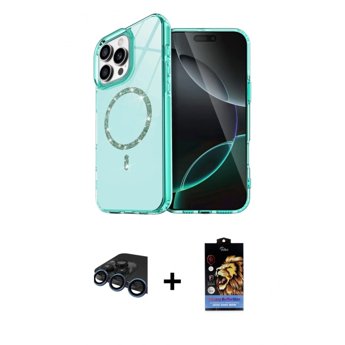 MARSİLYAN™- iPhone 15 Pro Max Kılıf Kıvılcım Form Prime - Siyah Buffer Hayalet Cam Ekran Koruyucu + Raze Metal Kamera Lens - LT