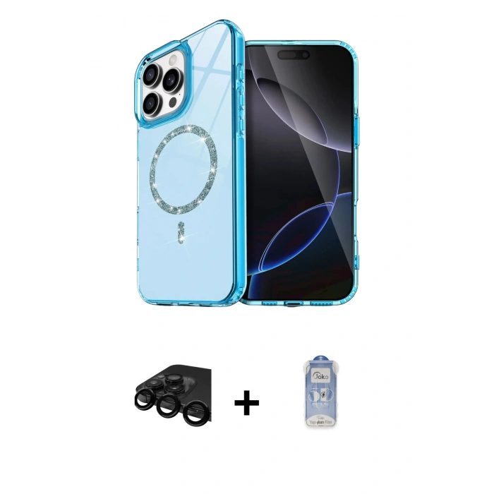 MARSİLYAN™- iPhone 15 Pro Max Kılıf Kıvılcım Form Prime - Siyah Joko Magic 5D Cam + Raze Metal Kamera Lens - SH