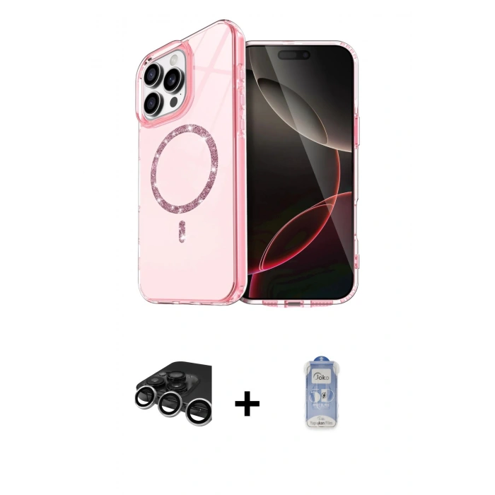 MARSİLYAN™- iPhone 15 Pro Max Kılıf Kıvılcım Form Prime - Siyah Joko Magic 5D Cam + Raze Metal Kamera Lens - GS