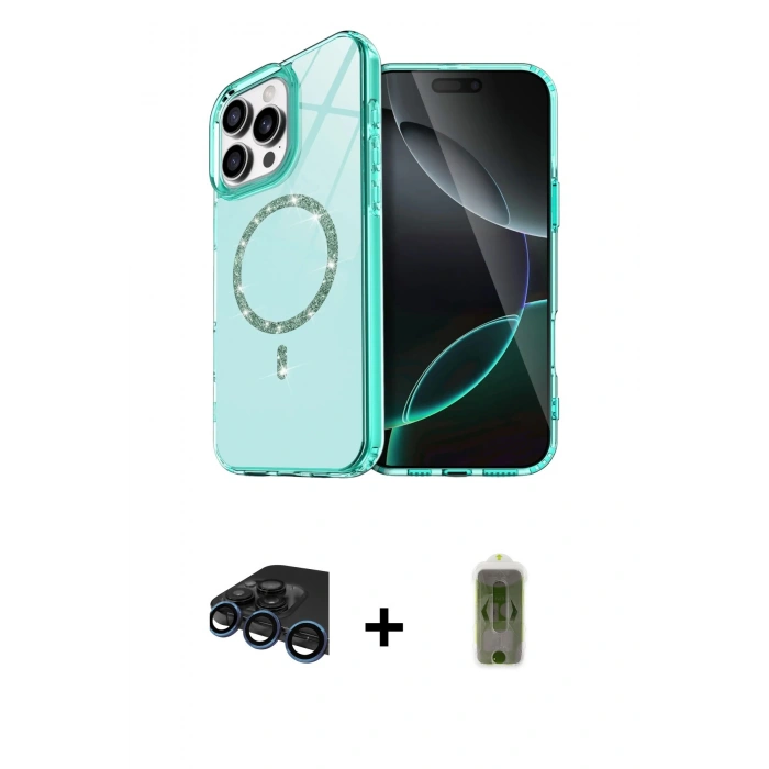 MARSİLYAN™- iPhone 15 Pro Max Kılıf Kıvılcım Form Prime - Siyah Joko Magic 5D Hayalet Cam + Raze Metal Kamera Lens - LT