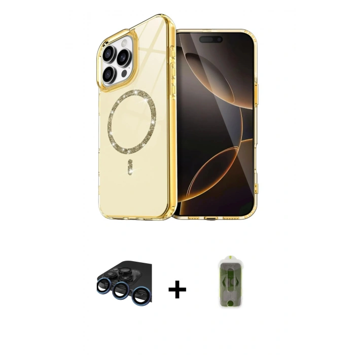 MARSİLYAN™- iPhone 15 Pro Max Kılıf Kıvılcım Form Prime - Siyah Joko Magic 5D Hayalet Cam + Raze Metal Kamera Lens - LT