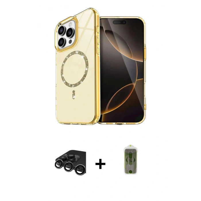 MARSİLYAN™- iPhone 15 Pro Max Kılıf Kıvılcım Form Prime - Siyah Joko Magic 5D Hayalet Cam + Raze Metal Kamera Lens - TMGI