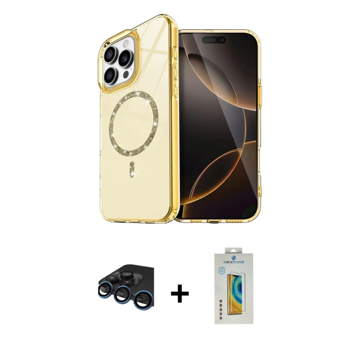 MARSİLYAN™- iPhone 15 Pro Max Kılıf Kıvılcım Form Prime - Siyah Polymer Nano Ekran Koruyucu + Lacivert Raze Metal Kamera Lens