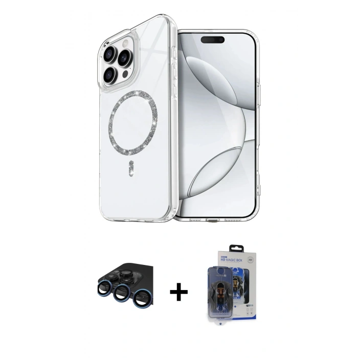 MARSİLYAN™- iPhone 15 Pro Max Kılıf Kıvılcım Form Prime - Siyah Vanessa Magic Cam + Raze Metal Kamera Lens - LT