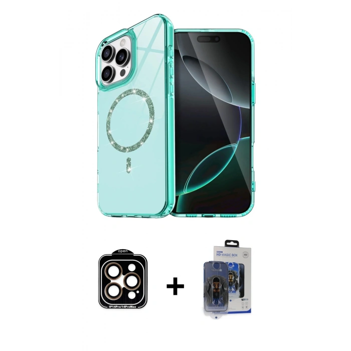 MARSİLYAN™- iPhone 15 Pro Max Kılıf Kıvılcım Form Prime - Siyah Vanessa Magic Cam + PVD Metal Kamera Lens - TU