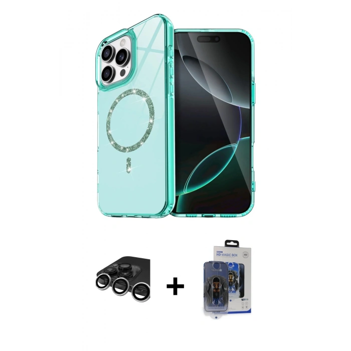 MARSİLYAN™- iPhone 15 Pro Max Kılıf Kıvılcım Form Prime - Siyah Vanessa Magic Cam + Raze Metal Kamera Lens - GS