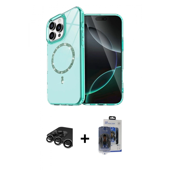 MARSİLYAN™- iPhone 15 Pro Max Kılıf Kıvılcım Form Prime - Siyah Vanessa Magic Cam + Raze Metal Kamera Lens - TMGI