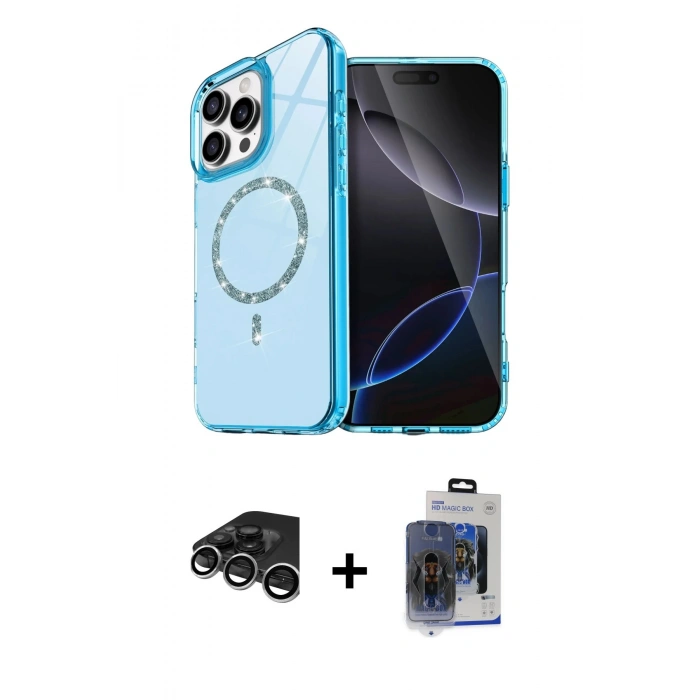 MARSİLYAN™- iPhone 15 Pro Max Kılıf Kıvılcım Form Prime - Siyah Vanessa Magic Cam + Raze Metal Kamera Lens - GS