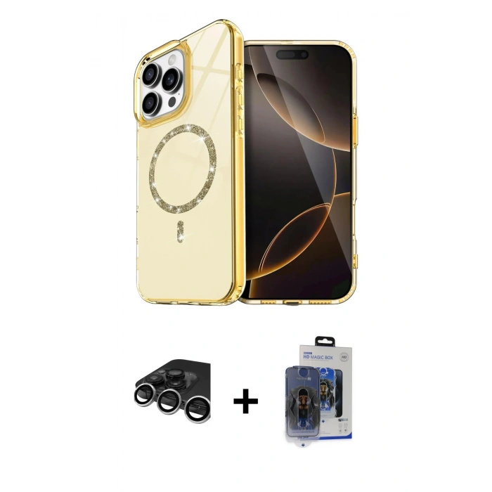 MARSİLYAN™- iPhone 15 Pro Max Kılıf Kıvılcım Form Prime - Siyah Vanessa Magic Cam + Raze Metal Kamera Lens - GS