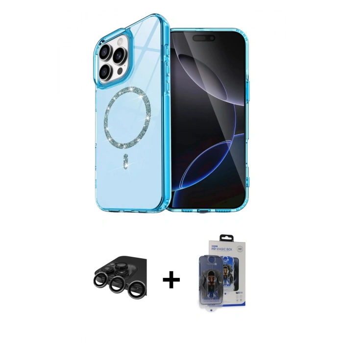 MARSİLYAN™- iPhone 15 Pro Max Kılıf Kıvılcım Form Prime - Siyah Vanessa Magic Cam + Raze Metal Kamera Lens - TMGI