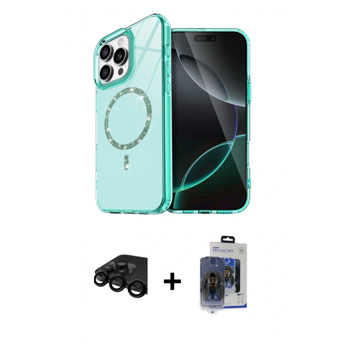 MARSİLYAN™- iPhone 15 Pro Max Kılıf Kıvılcım Form Prime - Siyah Vanessa Magic Cam + Siyah Raze Metal Kamera Lens
