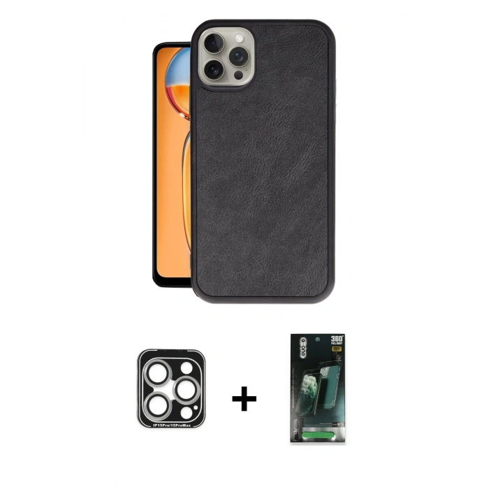 MARSİLYAN™- iPhone 15 Pro Max Kılıf Kıvılcım Işık Serisi - Şeffaf 360 Full Body Arka Koruyucu + Gümüş PVD Metal Kamera Lens
